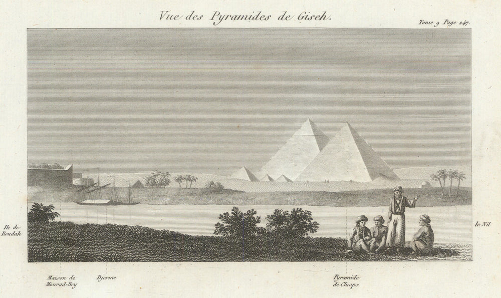 View of the Pyramids of Giza—Egypt 1818 old antique vintage print picture