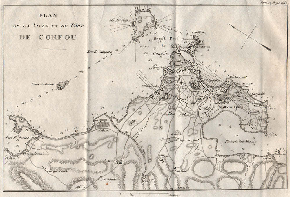 CORFU TOWN & port. Siege of Corfu 1798-99. Greece 1818 old antique map chart