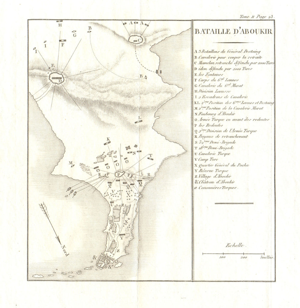 Battle of Aboukir/Abukir 1799. French Invasion of Egypt 1819 old antique map