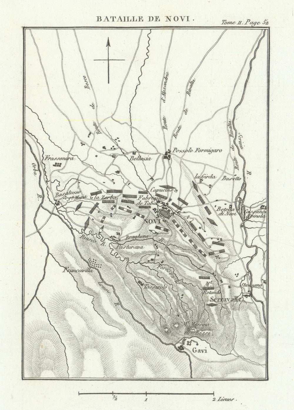 Battle of Novi 1799—Novi Ligure—War of the Second Coalition—Italy 1819 old map