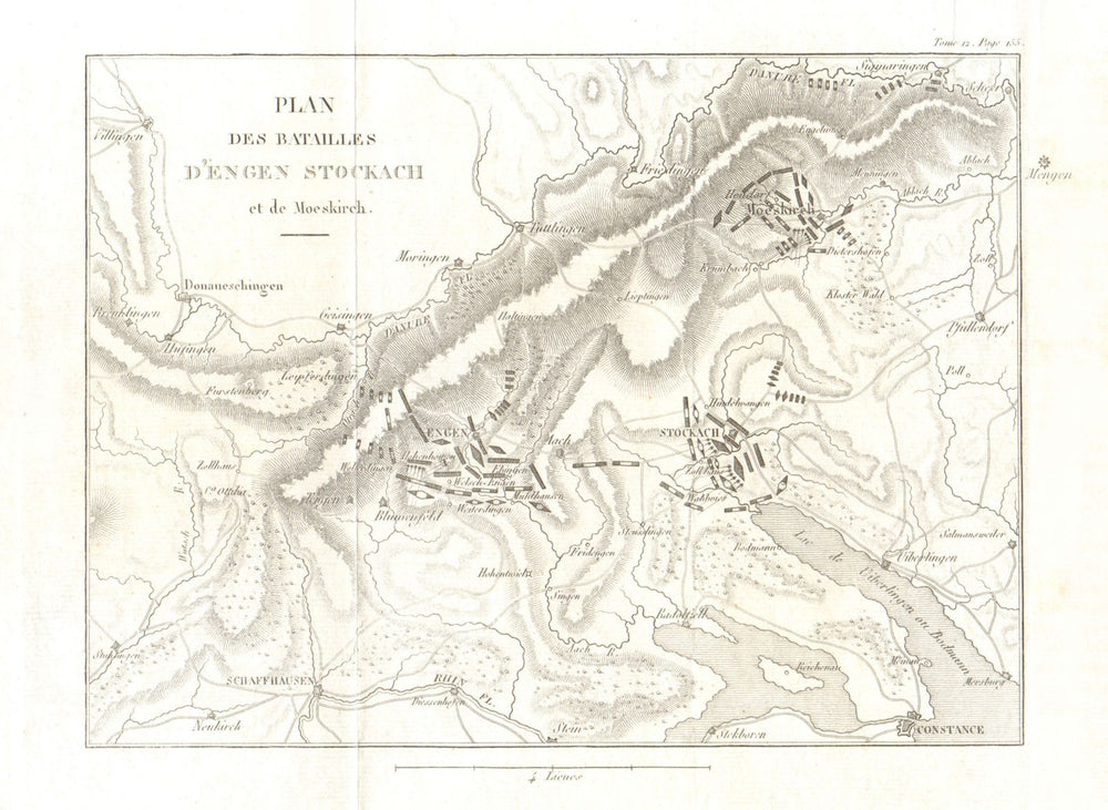 Battles of Engen Stockach Messkirch 1800. 2nd Coalition War 1819 old map