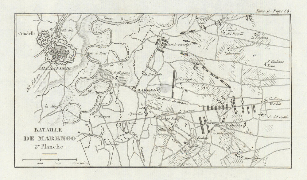 Battle of Marengo 1800—Plate 3—Alessandria—Italy 1819 old antique map chart