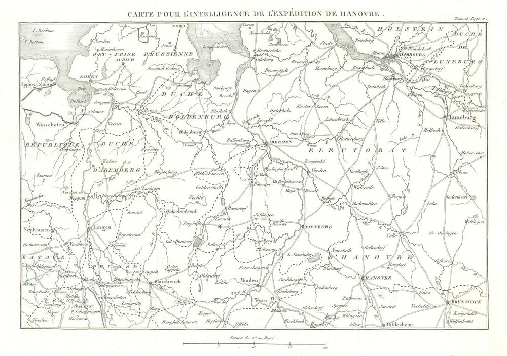 Niedersachsen—Napoleonic battles—Hamburg Bremen Nienburg Emden 1819 old map