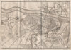 Siege of Zaragoza 1808. Peninsula War. Saragossa. Spain 1820 old antique map