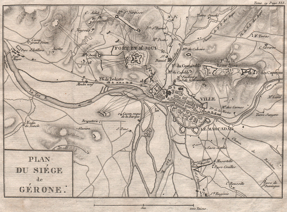 Siege of Gerona. Peninsular War. 1808-9. Spain 1820 old antique map plan chart