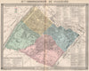 PARIS 15e 15th XVme arrondissement de Vaugirard. BARBA 1860 old antique map
