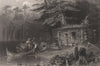 CANADA. A Shanty on Lake Chaudière. BARTLETT 1842 old antique print picture