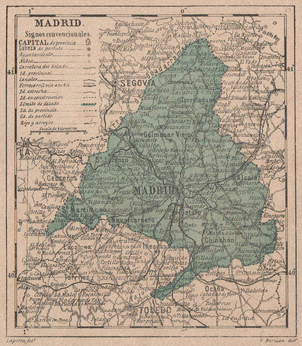 MADRID. Mapa antiguo de la provincia 1908 old antique vintage plan chart