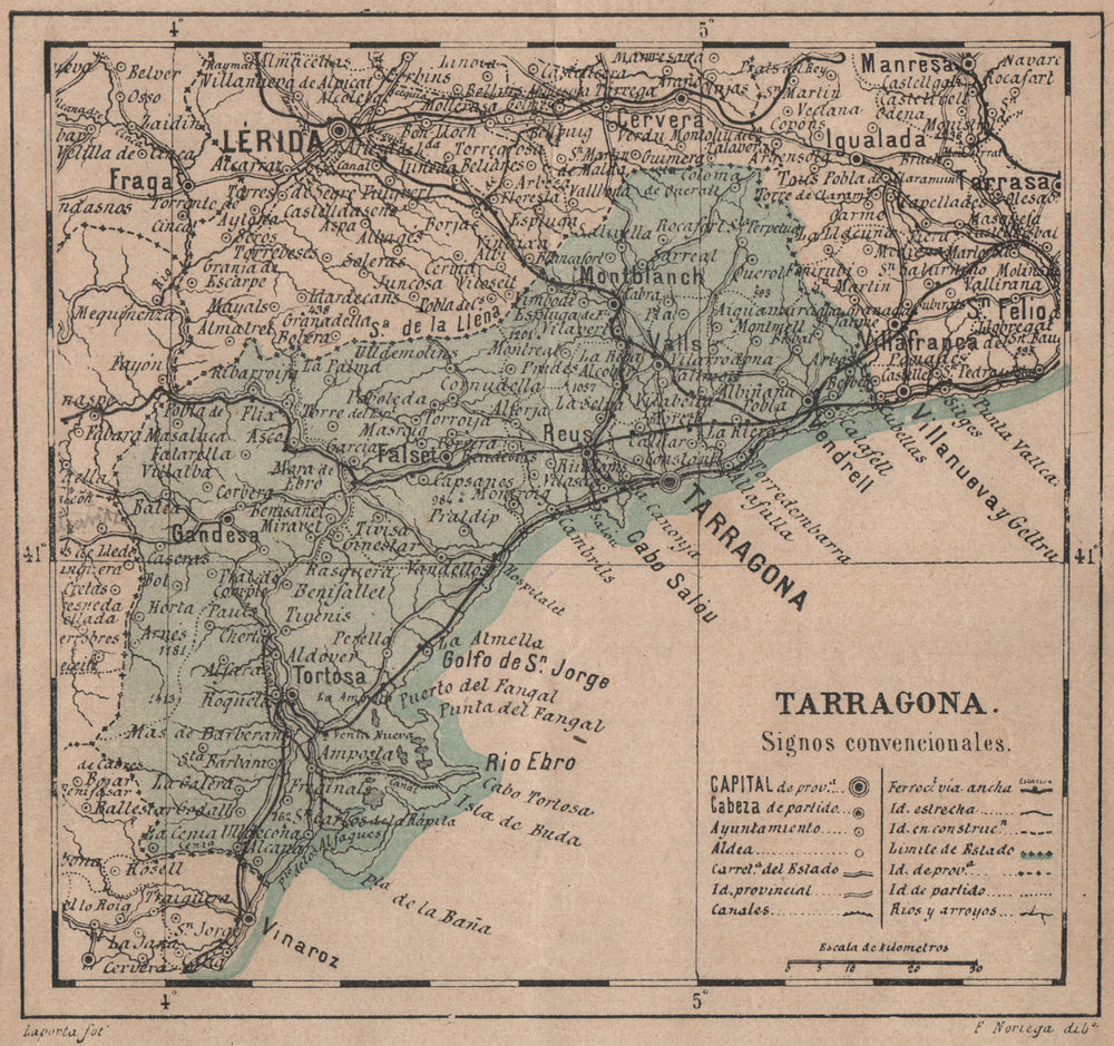 TARRAGONA. Cataluña Catalunya Catalonia. Mapa antiguo de la provincia 1908