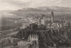 MALAGA from Castillo de Gibralfaro showing the cathedral. Málaga. Spain 1855
