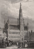 BRUSSELS. 'Bruxelles (Hôtel de Ville)'. Belgium 1855 old antique print picture