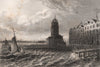 AMSTERDAM sea front with boats & lighthouse. Netherlands 1855 old print