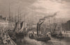 LEITH HARBOUR. View from the Pier. SHEPHERD 1833 old antique print picture
