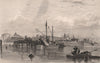 Liverpool, from the Mersey, plate I. AUSTIN 1829 old antique print picture