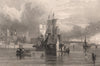Liverpool, from the Mersey, plate IV. AUSTIN 1829 old antique print picture