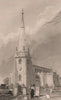 Church of St. Helen, Sefton. Liverpool. HARWOOD 1829 old antique print picture