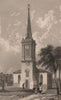 Prescot Parish Church, St. Mary's Church. Lancashire. AUSTIN 1829 old print