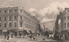 Market Street, from the Market Place, Manchester. HARWOOD 1829 old print