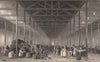 The interior of St. John's Market, Liverpool. AUSTIN 1829 old antique print