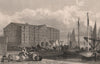 The Dukes Dock & Warehouses, Liverpool. HARWOOD 1829 old antique print picture