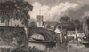 St Peter & St Paul's Church & bridge, Aylesford, Kent. BARTLETT 1829 old print