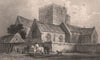 St. Clements church, Sandwich, Kent. GASTINEAU 1829 old antique print picture
