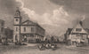 Faversham market square and Guildhall, Kent. BAYNES 1829 old antique print