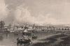City of Perth, from Moncrieffe Island. Scotland 1845 old antique print picture