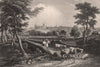 Dunfermline town & Abbey, from Rex Park. Scotland 1845 old antique print
