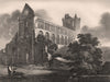 Jedburgh Abbey, Scottish Borders. Scotland 1845 old antique print picture