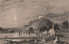 Arthur's Seat & ice skating on Duddingston Loch, Edinburgh. Scotland 1845