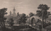 Auld Brig O'Doon, Ayr. Scotland 1845 old antique vintage print picture