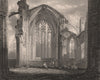 Melrose Abbey, Roxburghshire. Scotland 1845 old antique vintage print picture