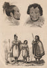 MONGOLOID RACE. Mongolique. Skulls faces 1834 old antique print picture