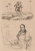 BIOLOGY. Anomalies Humaines (Human Abnormalities). Conjoined twins 1834 print