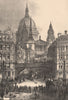 St. Paul's from Ludgate Circus, London c1880 old antique vintage print picture