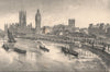 The Thames Embankment, London c1880 old antique vintage print picture