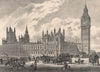 The Houses of Parliament from Westminster Bridge, London c1880 old print