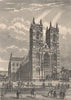 West front of Westminster Abbey, London c1880 old antique print picture