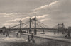 The Albert Bridge, Chelsea, London c1880 old antique vintage print picture