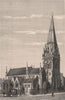Kensington Church, London c1880 old antique vintage print picture