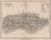 SUSSEX county map by DUGDALE/ARCHER. Seats canals polling places 1845 old