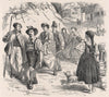 The chaise-à-porteur, Switzerland 1891 old antique vintage print picture