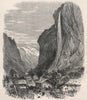 The Staubbachfall and valley of Lauterbrunnen, Switzerland 1891 old print