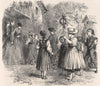 Mustering for the school treat, Switzerland 1891 old antique print picture