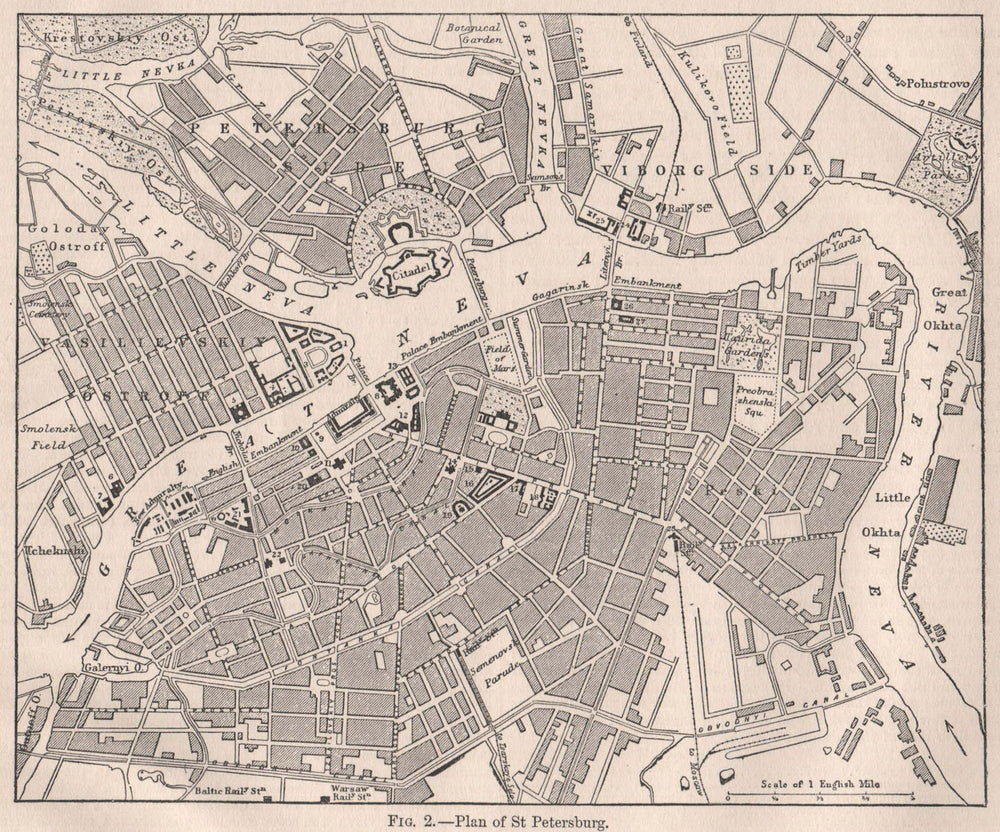 Town/city plan of St Petersburg. Russia. BRITANNICA 1898 old antique map chart