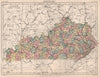 KENTUCKY state map. Counties. BRITANNICA 1898 old antique plan chart