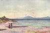 'Lake Taupo' by Frank Wright. New Zealand 1908 old antique print picture