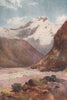 'Mount Sefton' by Frank Wright. New Zealand 1908 old antique print picture