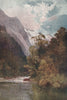 'On the Clinton River' by Frank Wright. New Zealand 1908 old antique print